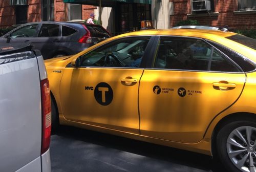 A yellow taxi