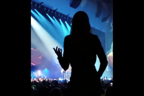 Celine Dion dances at Lady Gaga's show in Las Vegas. Celine Dion dances at Lady Gaga's show in Las Vegas.