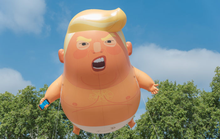 A balloon of "baby Trump" floats over London on 7/13/18.