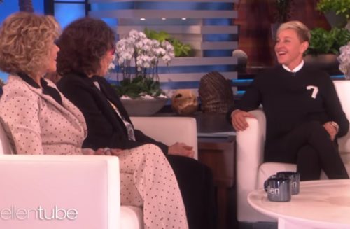 Ellen talking with Jane Fonda and Lily Tomlin