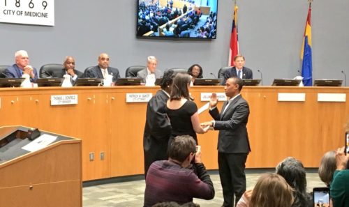 Vernetta Alston is sworn in as a Durham, North Carolina, city councilor Vernetta Alston is sworn in as a Durham, North Carolina, city councilor