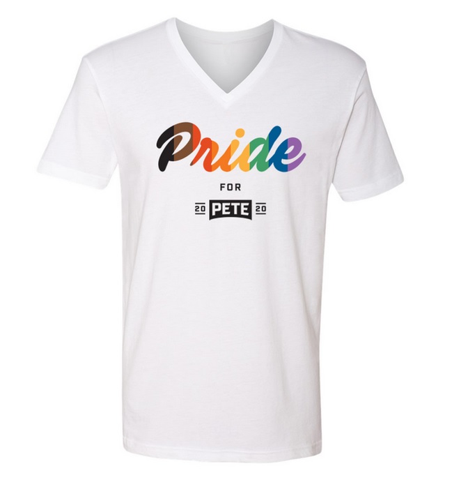 A pride T-shirt in rainbow colors