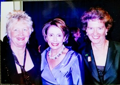 Lee Kyser and Lawrie Demorest post with Congresswoman Nancy Pelosi at the HRC National Dinner in 2007.