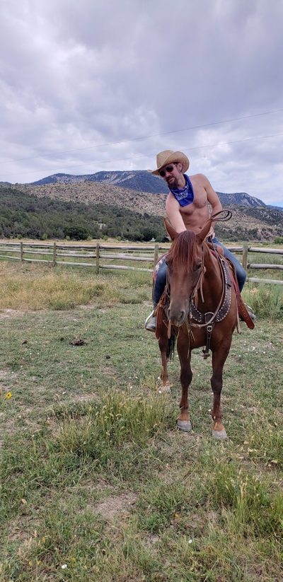 Zachary Moses on horseback