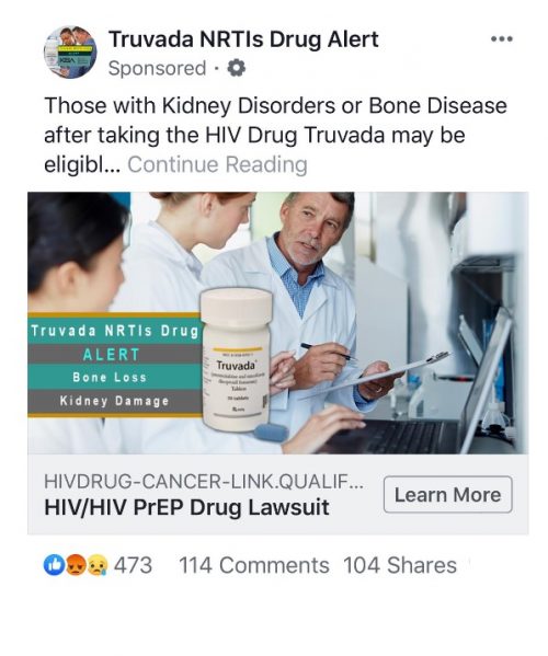 One of the ads that says that PrEP is dangerous