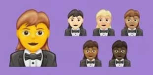 The woman-in-tux emoji