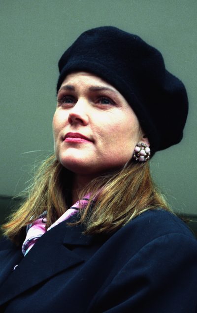 Los Angeles - December 4, 1992: Singer Belinda Carlisle of the pop band The Go Gos leaves The Ivy restaurant.