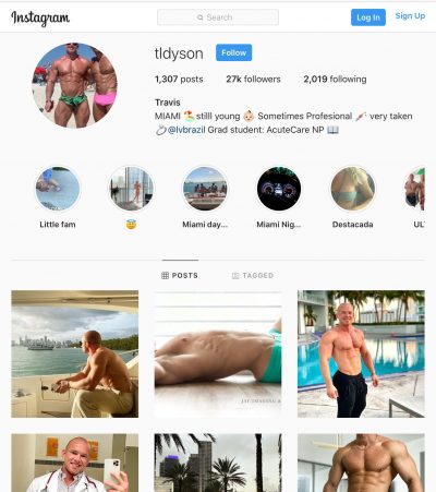 A screenshot of the Instagram of Travis Dyson before it was removed.