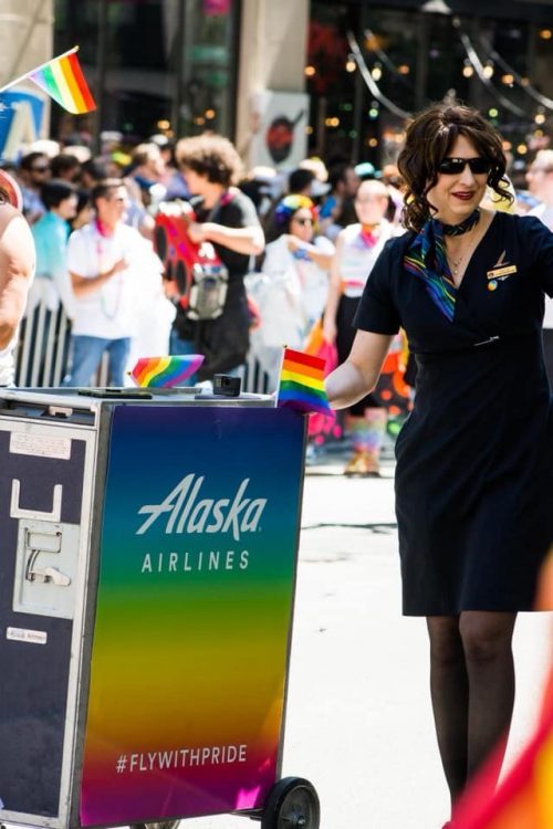 Odette Bishop in the Alaska Airlines float.