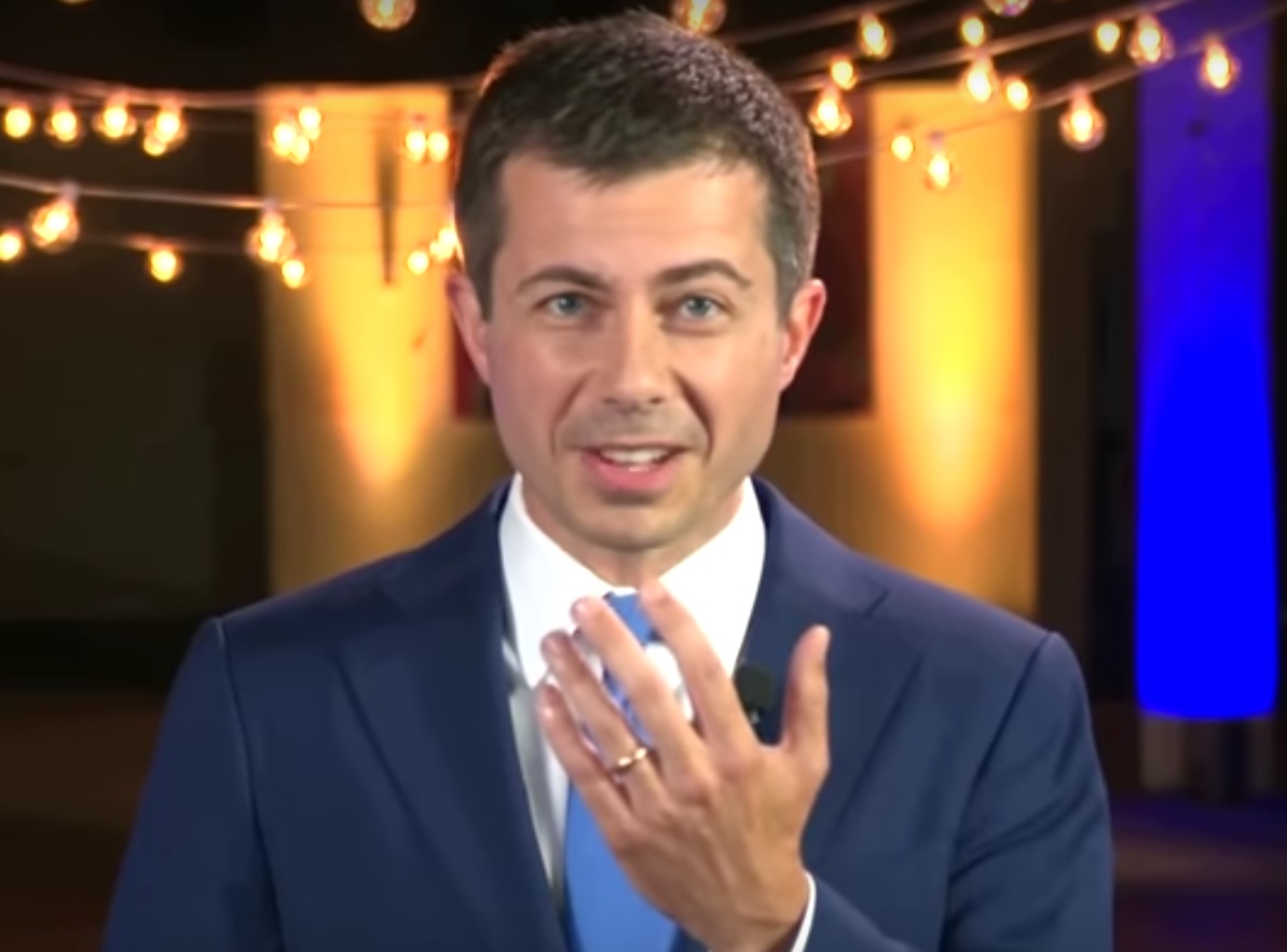 Pete Buttigieg showing off his wedding ring