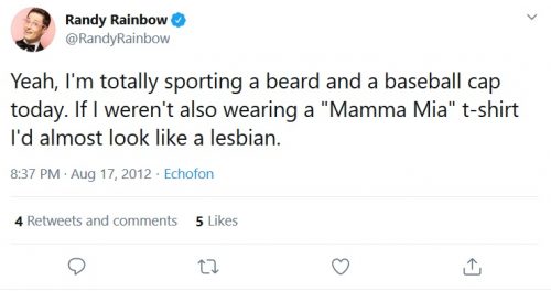 Lesbophobic Randy Rainbow tweet