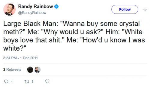 Racist Randy Rainbow tweet