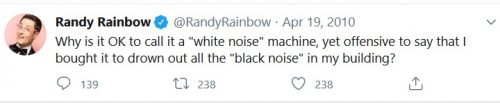 Racist Randy Rainbow tweet