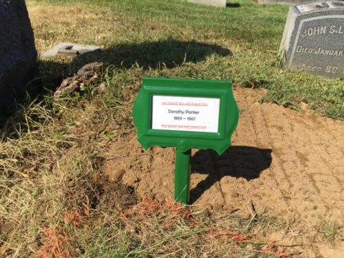 Dorothy Parker's temporary memorial at Woodlawn Cemetery