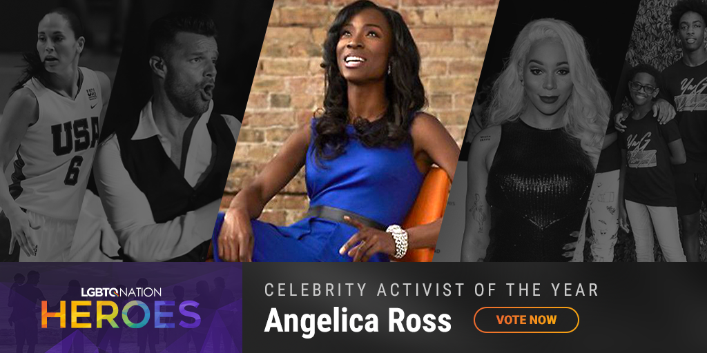 A graphic showing Angelica Ross, who is nominated for LGBTQ Celebrity Activist of the Year.