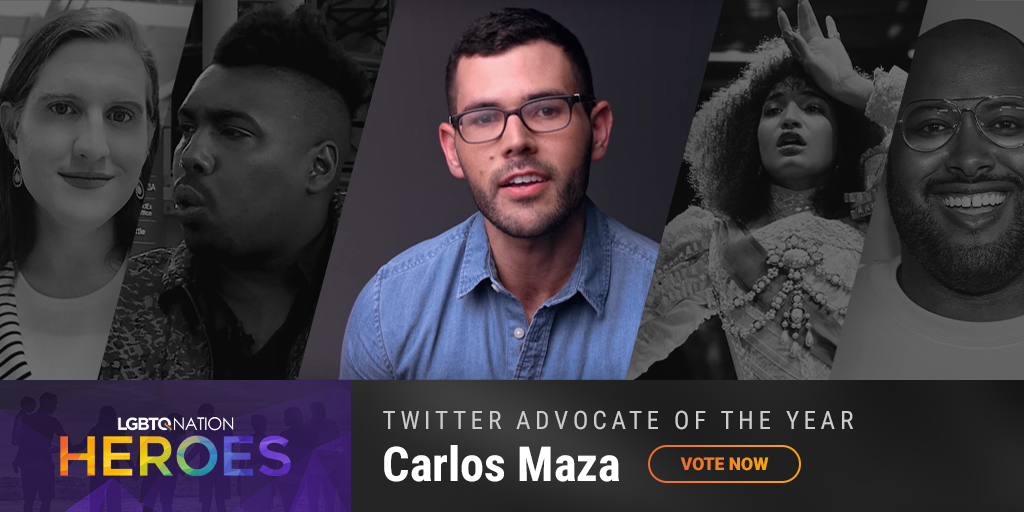 A graphic showing Carlos Maza, who is nominated for Twitter Advocate of the Year.