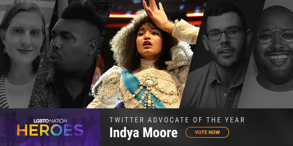 A graphic showing Indya Moore, who is nominated for Twitter Advocate of the Year.