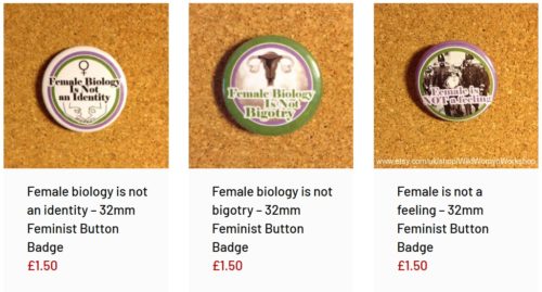 Transphobic merchandise from the wild womyn workshop