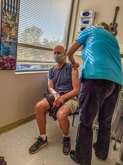 Brent getting a rabies vaccination and still not knowing the cost. 