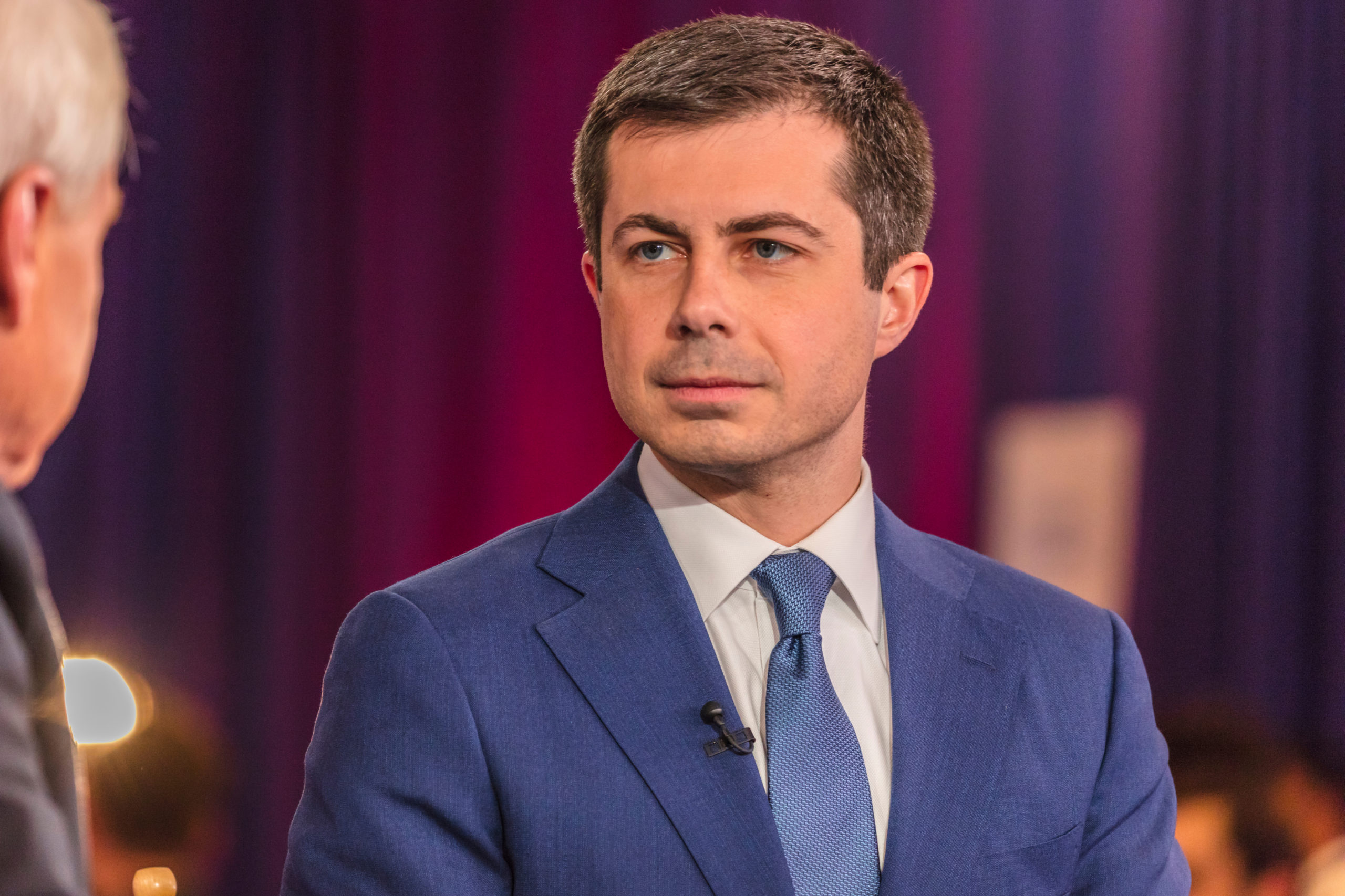 FEB 19, 2020, LAS VEGAS, NEVADA - USA -Chris Matthews of MSNBC interviews Democratic Presidential Candidate Mayor Pete Buttigieg Presidential Debate