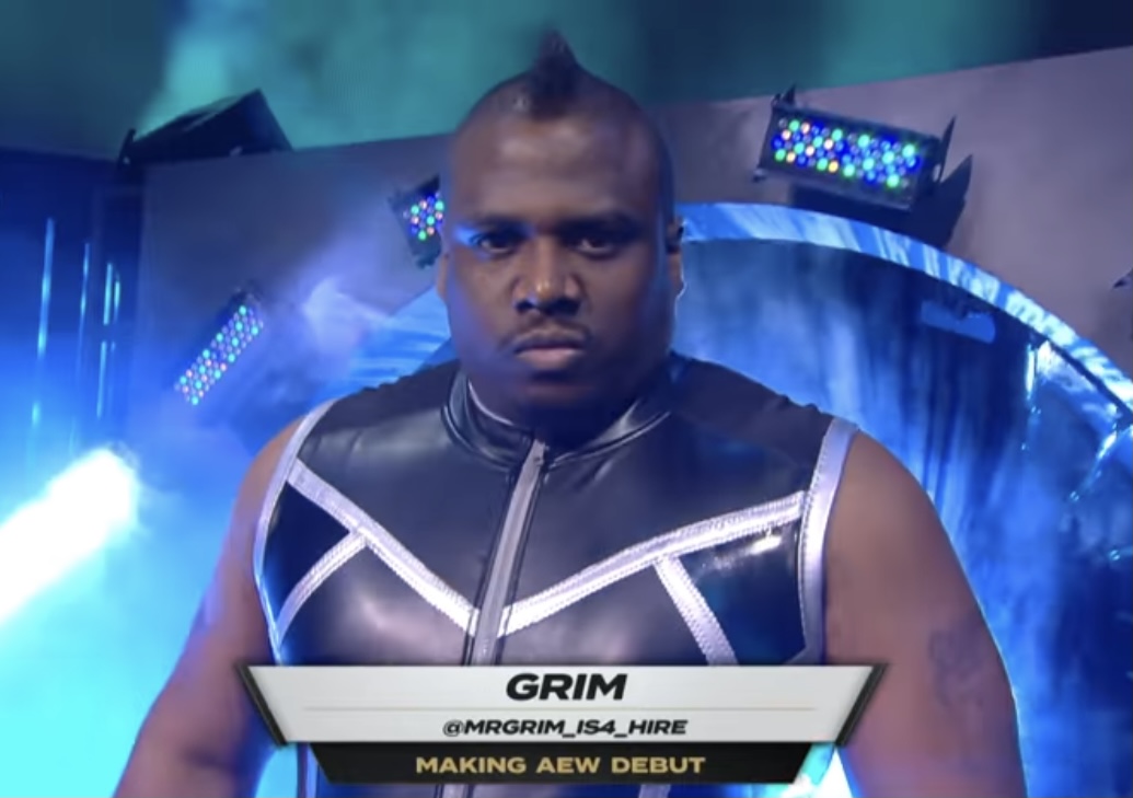 Mr. Grim entering the arena in his All Elite Wrestling (AEW) debut.