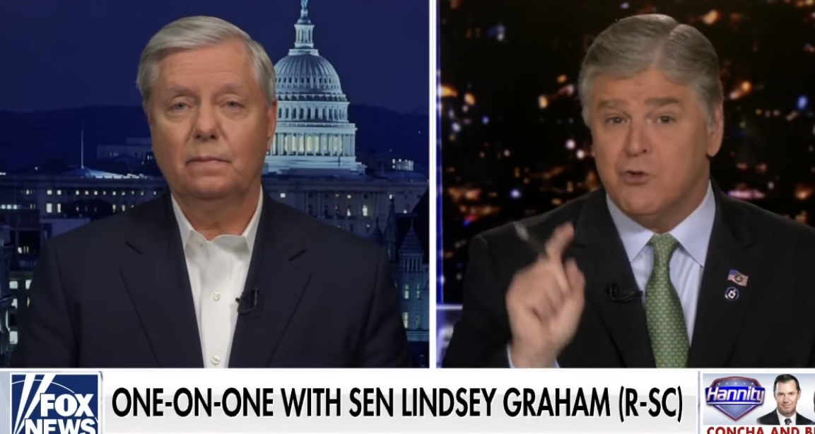 Sen. Lindsey Graham (left) and Sean Hannity (right) on Fox News.