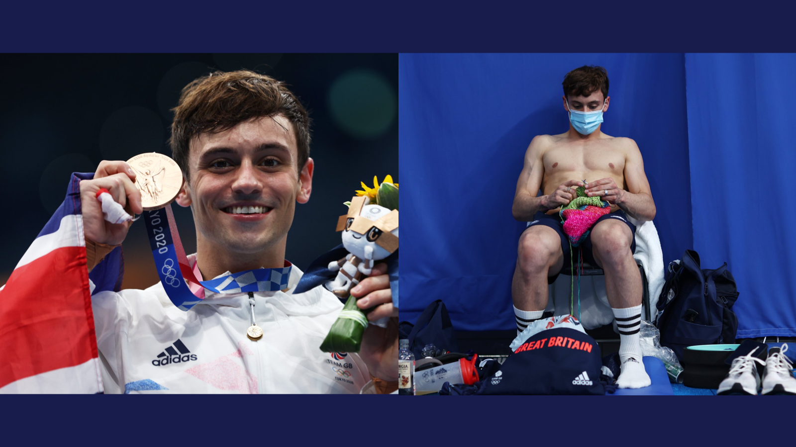 Tom Daley wins his second medal at the Tokyo Olympics. He did it while knitting.