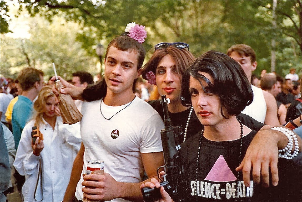 Adam, Matt, George, ACT-UP, Silence Equals Death, Wigstock 1988