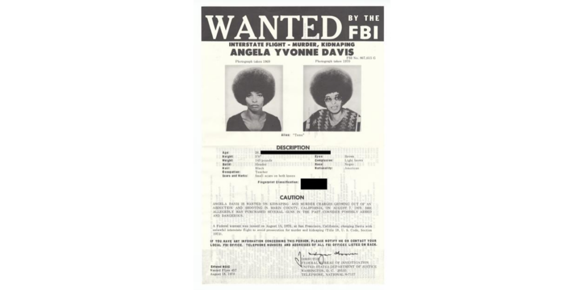 FBI Wanted poster for Angela Davis