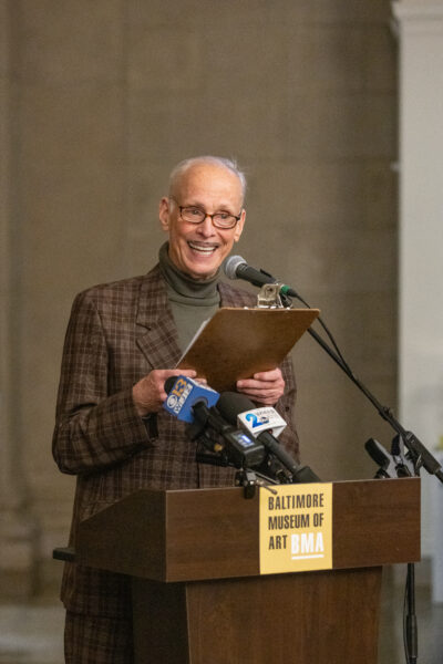 John Waters speaking at the Baltimore Museum of Art's unveiling of 