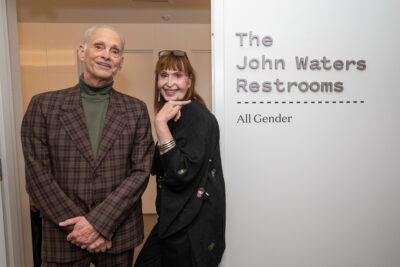 John Waters and Elizabeth Coffey outside the Baltimore Museum of Art's 