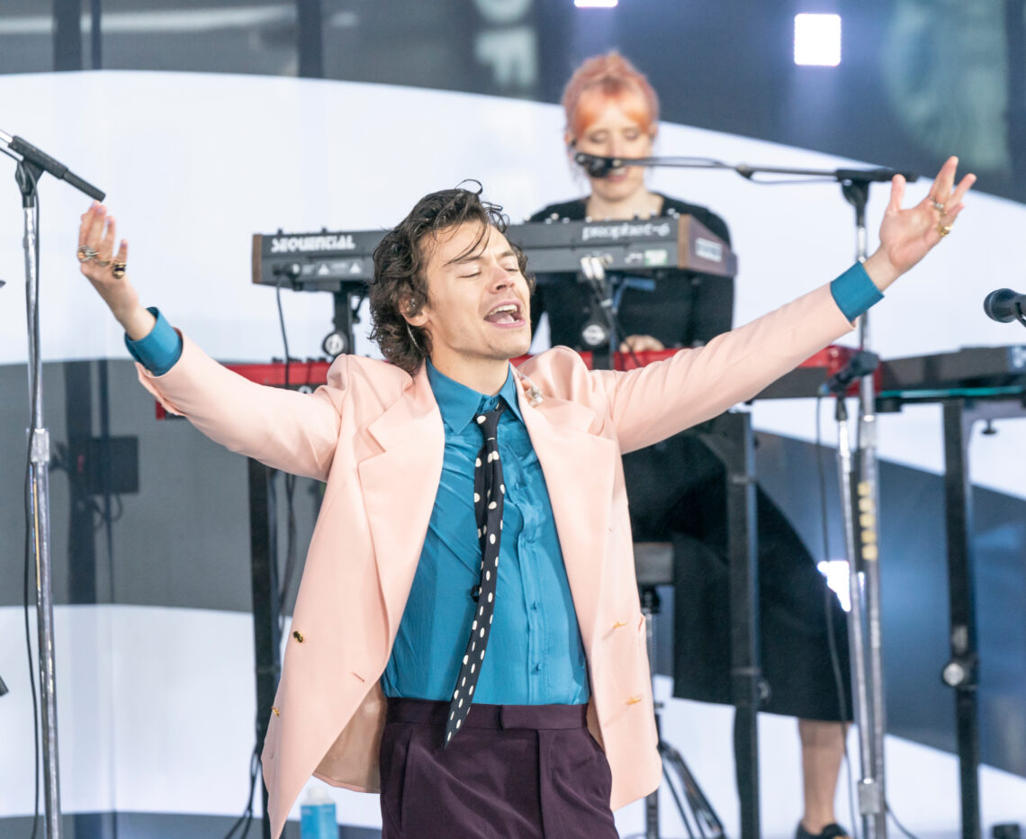 New York, NY - February 26, 2020: Singer Harry Styles performs on stage during Citi Concert Series on NBC TODAY SHOW at Rockefeller Plaza