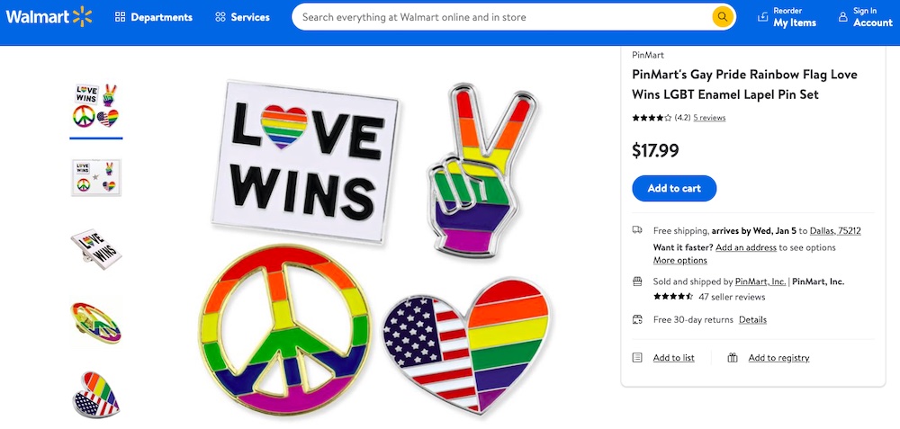 Liberty Counsel, rainbow flag enamel pins