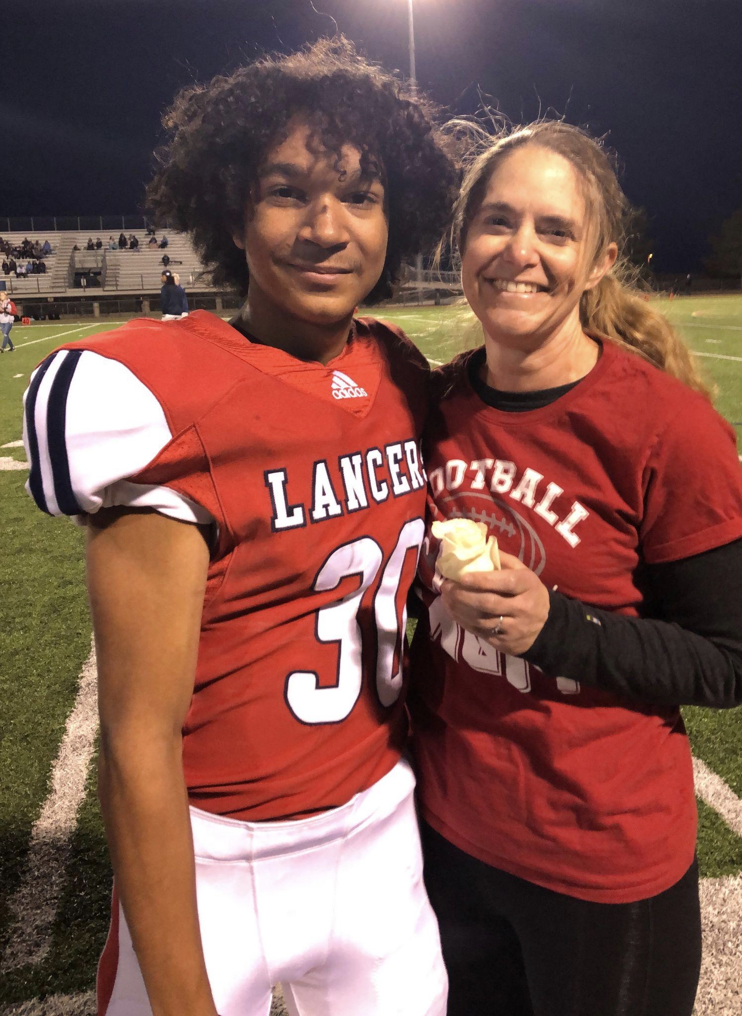 Marc with his mother, Sara, at homecoming in October.