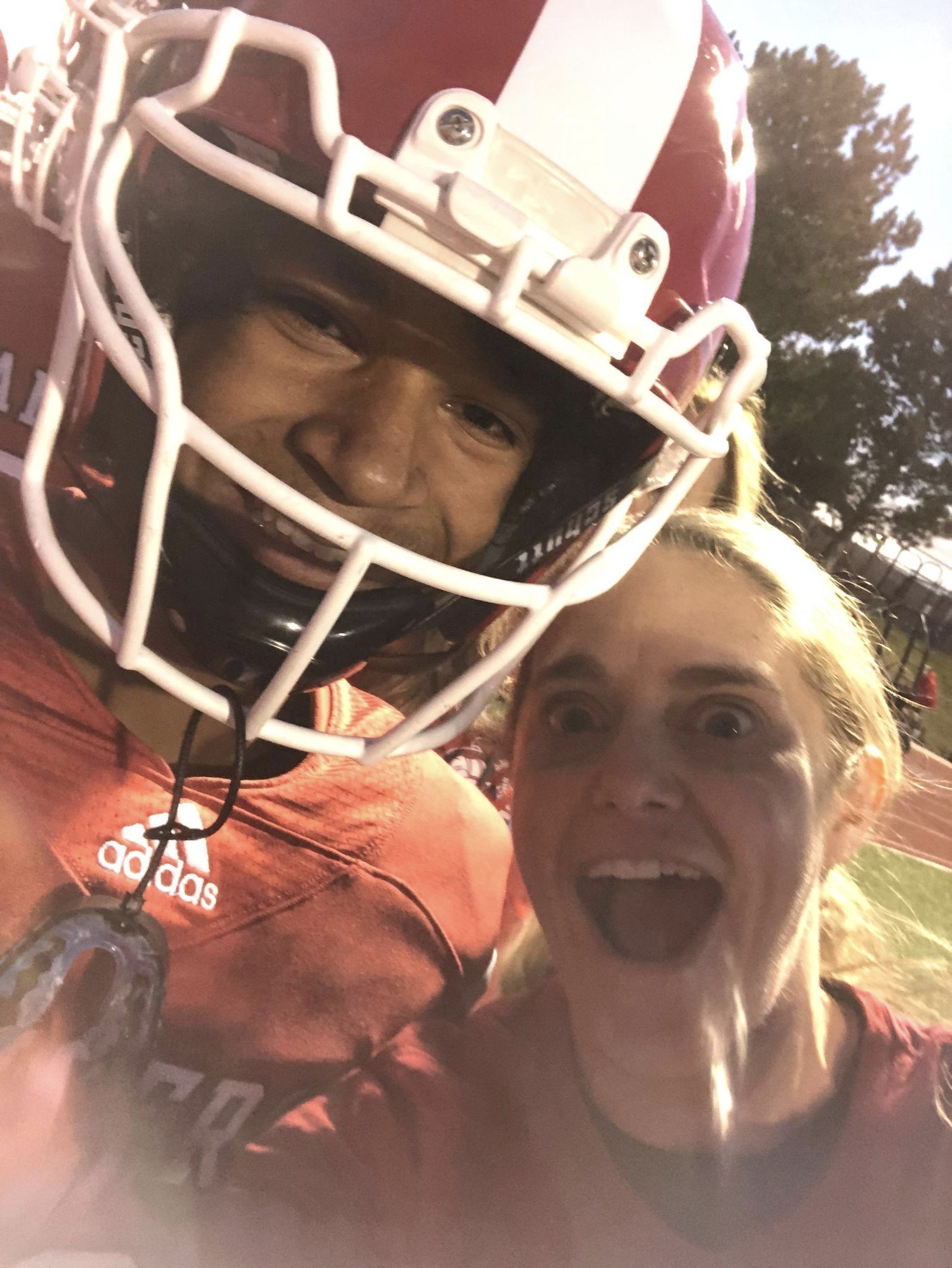 A selfie that Marc and his mother took at his last home game.