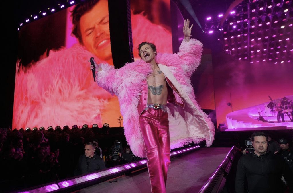 One of Trevor’s role models is the gender-bending Harry Styles, here performing in April at Coachella at Indio, California.