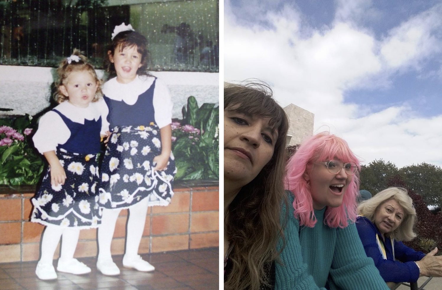 Sister Sophia Wauters, left, and Sylvia Ximi in California in 1993. Mother Laura Vazquez, left, Sylvia Ximi, and grandmother Nina Arden in California in 2017. Photos courtesy of Sylvia Ximi