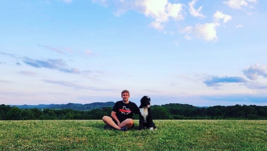 Logan Lee and his pup, Lincoln. Photo courtesy of Logan Lee