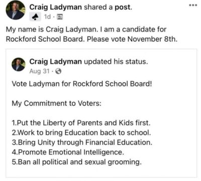 An anti-LGBTQ social media post from Craig Ladyman