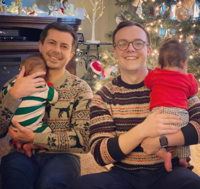 Pete and Chasten Buttigieg & kids