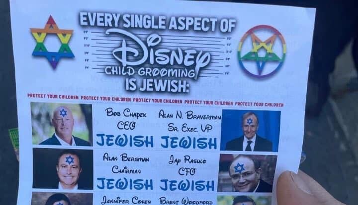 Antisemitic flyers accuse Jewish Disney executives of supporting child “grooming”