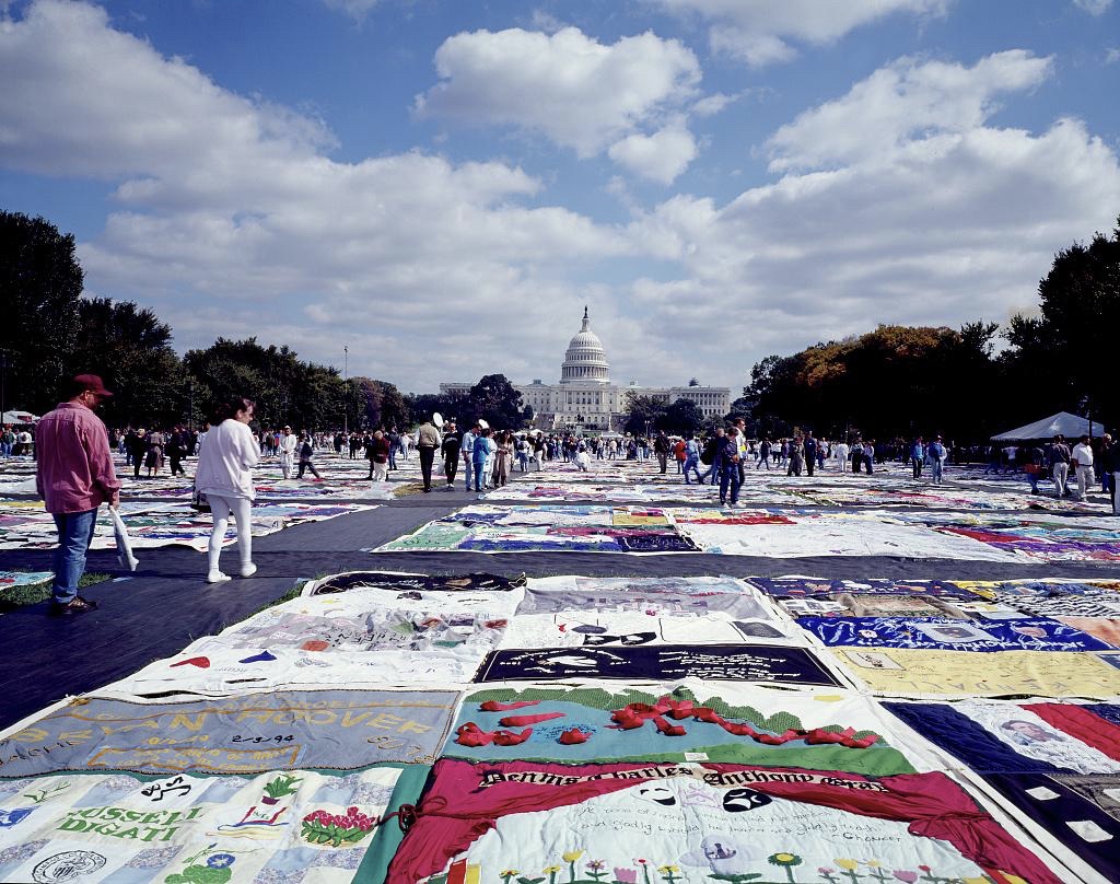 The AIDS Quilt on display at the National Mall, Washington, D.C., on October 11, 1987. Photo courtesy of Carol M. Highsmith/The Library of Congress. 