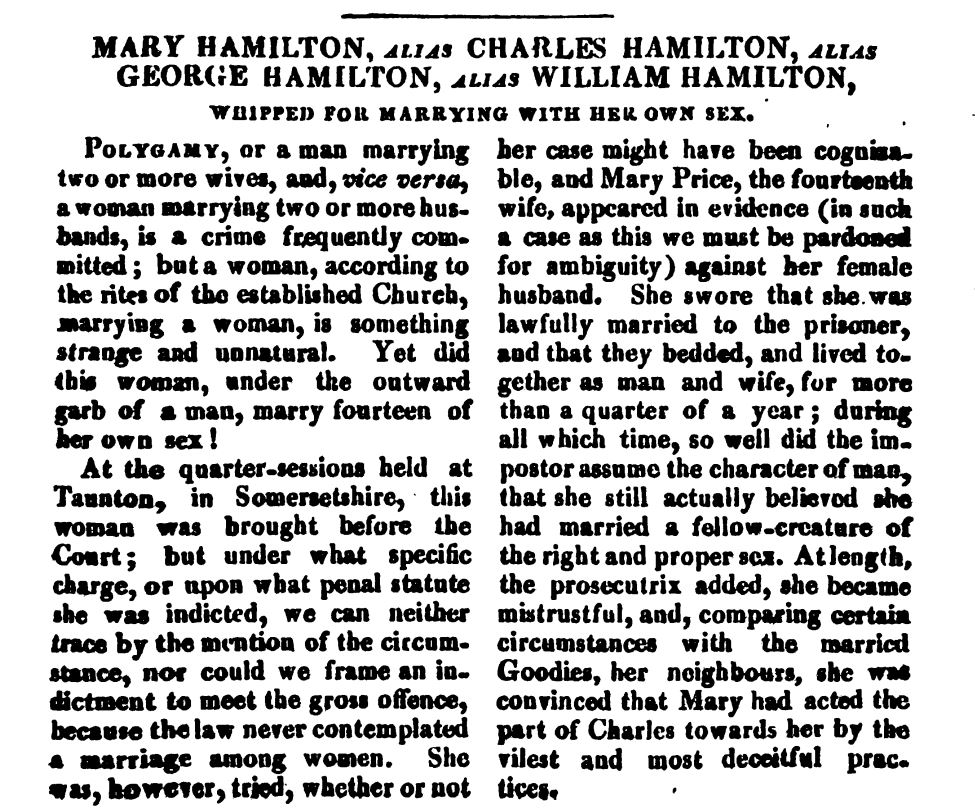 Newspaper article about Charles Hamilton and Mary Price