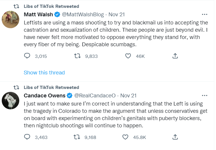 Matt Walsh and Candace Owen tweets liked by Chaya Raichik