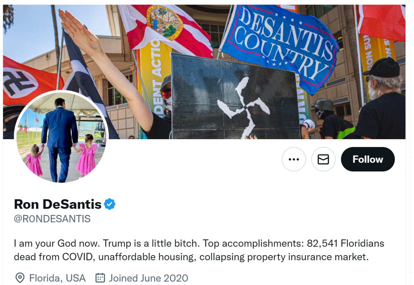 The fake Ron DeSantis profile