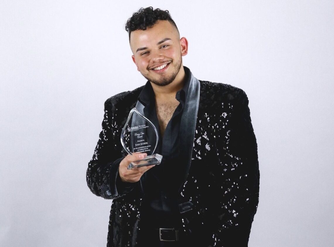 Juan Acosta received the 2021 Rising Star award from the National Alliance on Mental Illness, Los Angeles. Photo by Irma Hernandez.