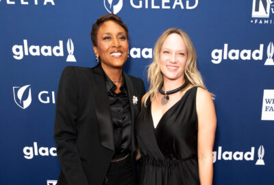 New York, NY - May 5, 2018: Robin Roberts wearing suit by Tom Ford and Amber Laign attend the 29th Annual GLAAD Media Awards at Hilton Midtown