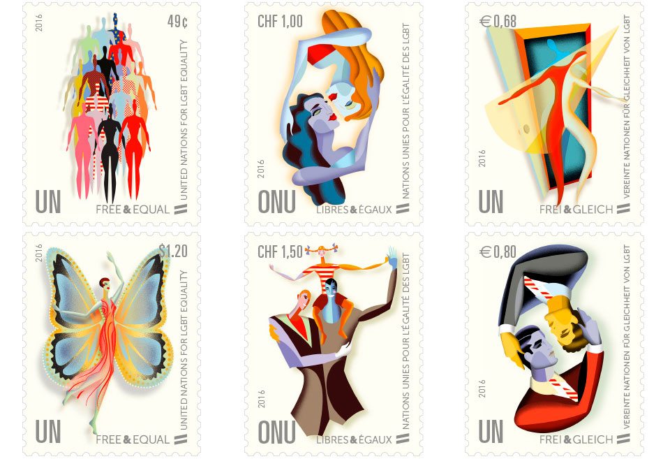 Stamps featuring the artworks of Sergio E. Baradat